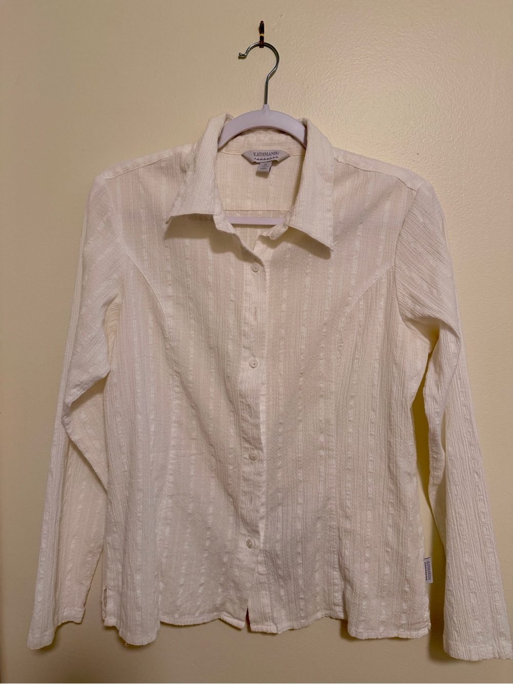 Kathmandu White Textured Button-Up Shirt